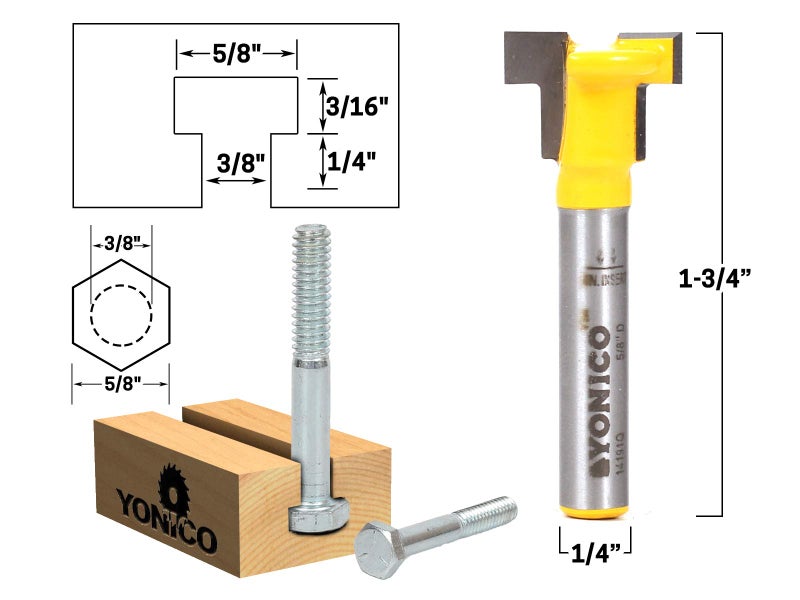 YONICO T Track T Slot Router Bit 3/8-Inch Hex Bolt 1/4-Inch Shank 14191q - Image 2